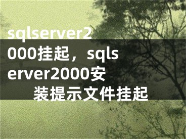 sqlserver2000掛起，sqlserver2000安裝提示文件掛起