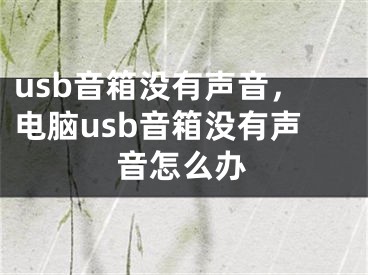 usb音箱沒有聲音，電腦usb音箱沒有聲音怎么辦