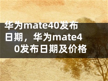 華為mate40發(fā)布日期，華為mate40發(fā)布日期及價格