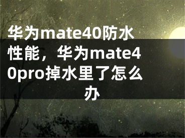 華為mate40防水性能，華為mate40pro掉水里了怎么辦