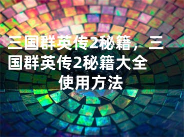 三國(guó)群英傳2秘籍，三國(guó)群英傳2秘籍大全 使用方法