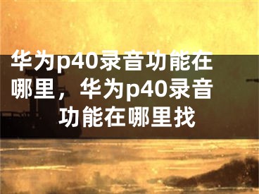 華為p40錄音功能在哪里，華為p40錄音功能在哪里找