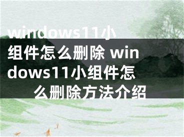 windows11小組件怎么刪除 windows11小組件怎么刪除方法介紹