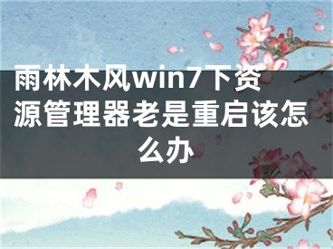 雨林木風(fēng)win7下資源管理器老是重啟該怎么辦