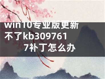 win10專業(yè)版更新不了kb3097617補丁怎么辦