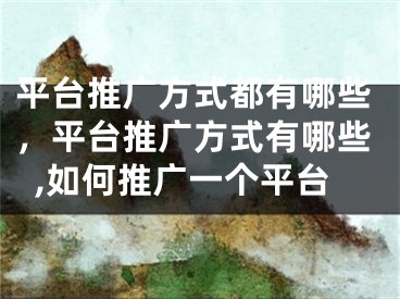 平臺推廣方式都有哪些，平臺推廣方式有哪些,如何推廣一個平臺