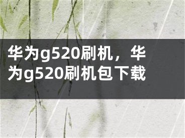 華為g520刷機(jī)，華為g520刷機(jī)包下載