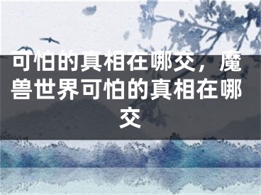 可怕的真相在哪交，魔獸世界可怕的真相在哪交