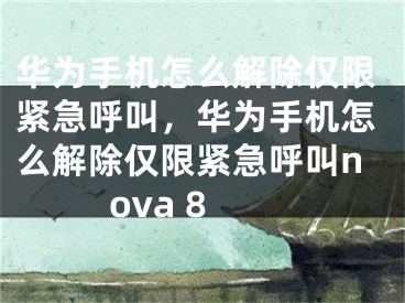 華為手機怎么解除僅限緊急呼叫，華為手機怎么解除僅限緊急呼叫nova 8