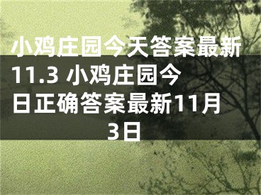 小雞莊園今天答案最新11.3 小雞莊園今日正確答案最新11月3日