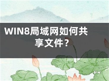 WIN8局域網(wǎng)如何共享文件？