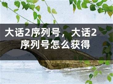 大話2序列號，大話2序列號怎么獲得