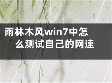 雨林木風(fēng)win7中怎么測試自己的網(wǎng)速