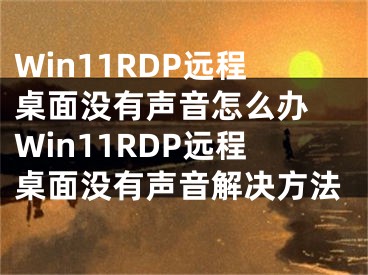 Win11RDP遠(yuǎn)程桌面沒有聲音怎么辦 Win11RDP遠(yuǎn)程桌面沒有聲音解決方法