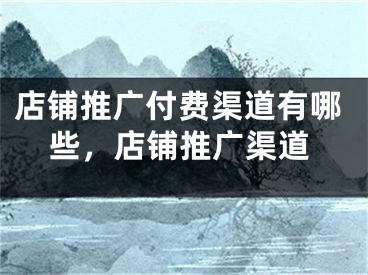 店鋪推廣付費(fèi)渠道有哪些，店鋪推廣渠道