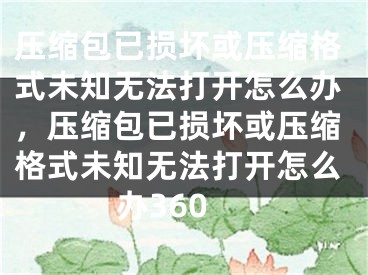 壓縮包已損壞或壓縮格式未知無法打開怎么辦，壓縮包已損壞或壓縮格式未知無法打開怎么辦360