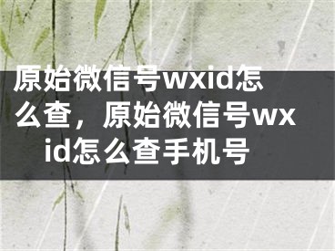 原始微信號(hào)wxid怎么查，原始微信號(hào)wxid怎么查手機(jī)號(hào)