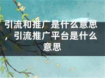 引流和推廣是什么意思，引流推廣平臺(tái)是什么意思