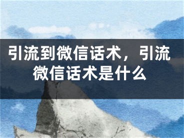 引流到微信話術(shù)，引流微信話術(shù)是什么