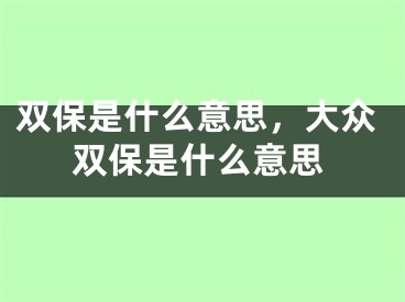 雙保是什么意思，大眾雙保是什么意思