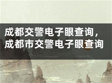 成都交警電子眼查詢，成都市交警電子眼查詢