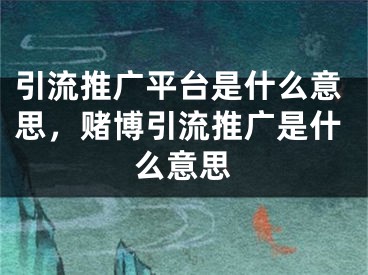 引流推廣平臺(tái)是什么意思，賭博引流推廣是什么意思