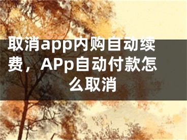 取消app內(nèi)購自動續(xù)費(fèi)，APp自動付款怎么取消