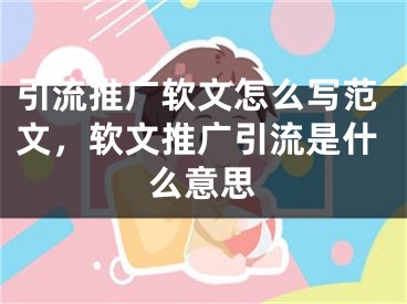 引流推廣軟文怎么寫范文，軟文推廣引流是什么意思