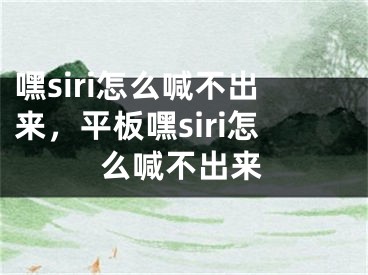 嘿siri怎么喊不出來，平板嘿siri怎么喊不出來