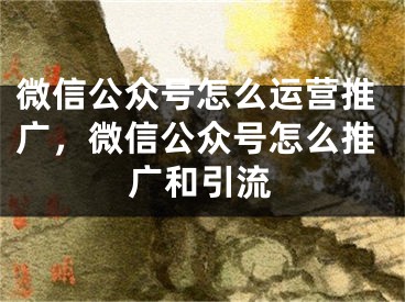 微信公眾號怎么運(yùn)營推廣，微信公眾號怎么推廣和引流