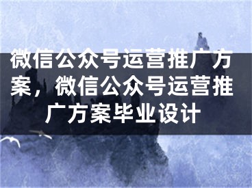 微信公眾號運營推廣方案，微信公眾號運營推廣方案畢業(yè)設計