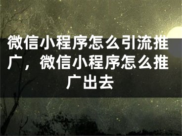 微信小程序怎么引流推廣，微信小程序怎么推廣出去