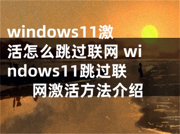 windows11激活怎么跳過(guò)聯(lián)網(wǎng) windows11跳過(guò)聯(lián)網(wǎng)激活方法介紹