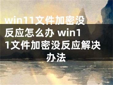 win11文件加密沒(méi)反應(yīng)怎么辦 win11文件加密沒(méi)反應(yīng)解決辦法