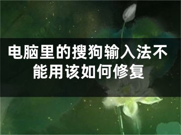 電腦里的搜狗輸入法不能用該如何修復(fù)