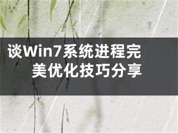 談Win7系統(tǒng)進(jìn)程完美優(yōu)化技巧分享