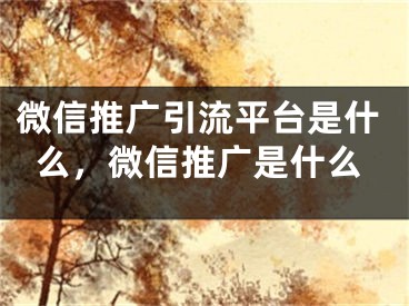 微信推廣引流平臺(tái)是什么，微信推廣是什么