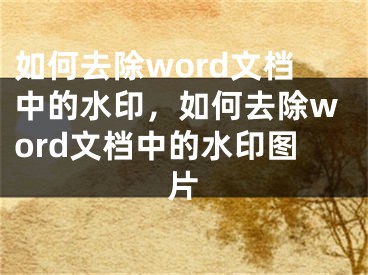 如何去除word文檔中的水印，如何去除word文檔中的水印圖片