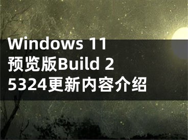 Windows 11預(yù)覽版Build 25324更新內(nèi)容介紹