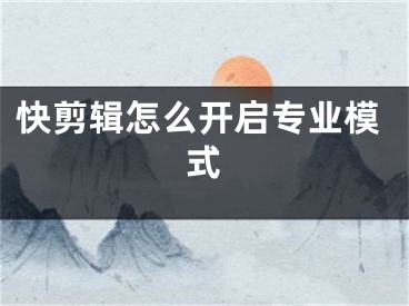 快剪輯怎么開(kāi)啟專業(yè)模式