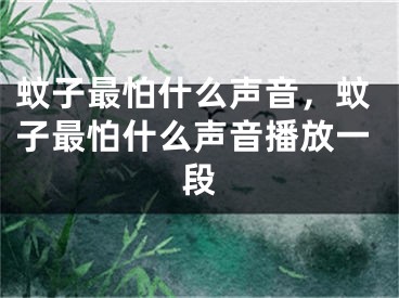 蚊子最怕什么聲音，蚊子最怕什么聲音播放一段