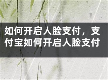 如何開啟人臉支付，支付寶如何開啟人臉支付