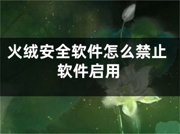 火絨安全軟件怎么禁止軟件啟用