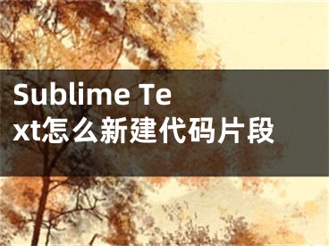 Sublime Text怎么新建代碼片段