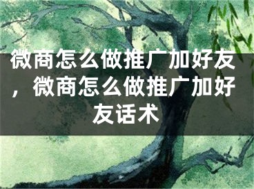 微商怎么做推廣加好友，微商怎么做推廣加好友話術(shù)