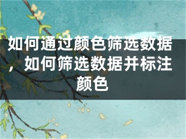 如何通過(guò)顏色篩選數(shù)據(jù)，如何篩選數(shù)據(jù)并標(biāo)注顏色