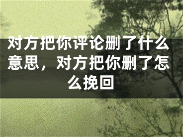 對(duì)方把你評(píng)論刪了什么意思，對(duì)方把你刪了怎么挽回