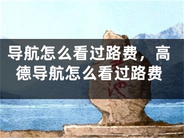 導航怎么看過路費，高德導航怎么看過路費