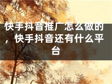 快手抖音推廣怎么做的，快手抖音還有什么平臺