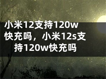 小米12支持120w快充嗎，小米12s支持120w快充嗎